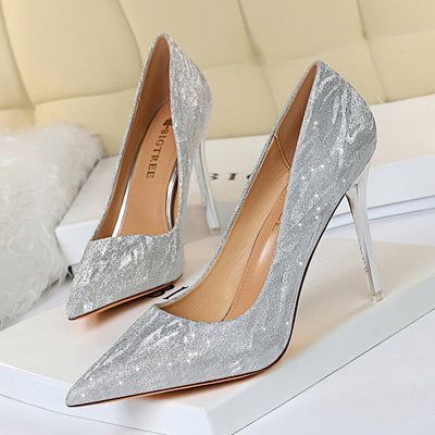 Zapatos de Tacón Bajo con Lentejuelas Brillantes y Punta Afilada - Image 8