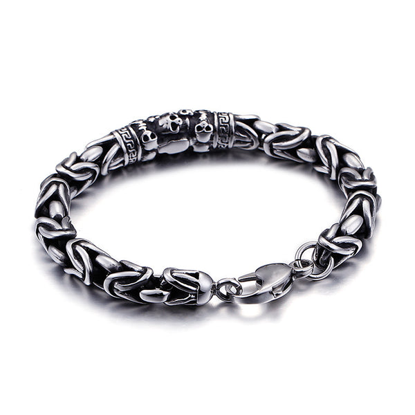 Pulsera de Cadena Trenzada Gótica Skeleton Punk Metal para Hombre - Image 3