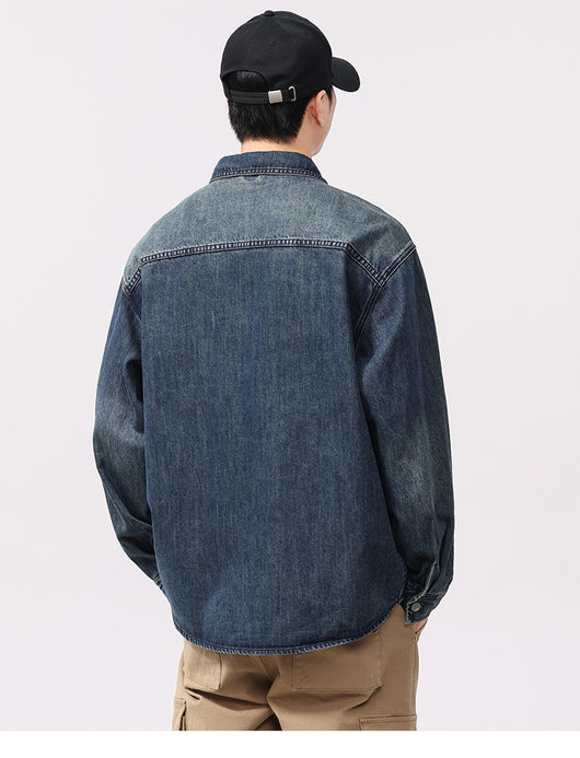 Camisa Denim Retro de Manga Larga Estilo Casual Americano - Image 12