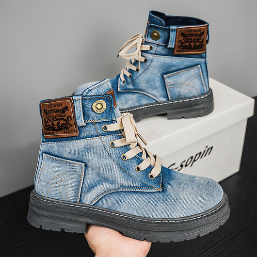 Botas Martin Denim Talla Grande para Hombre - Calzado de Trabajo Versátil - Image 7