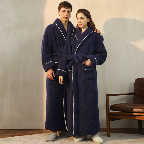 Bata de Invierno en Terciopelo Algodón para Parejas - Pijama Largo Talla Grande Lujo Ligero
