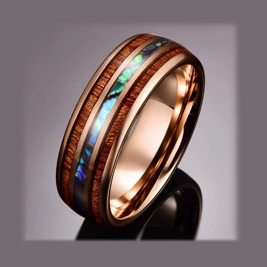Anillo de Acero Inoxidable Dorado Rosa para Hombre con Triple Surco 8mm - Image 7