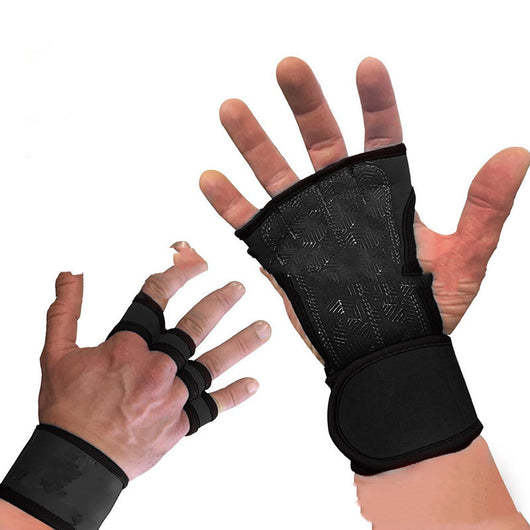 Guantes de Levantamiento de Pesas Medio Dedo con Soporte de Muñeca - Image 6