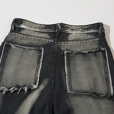 Jeans Punk Desgastados con Costuras Irregulares para Hombre - Image 5
