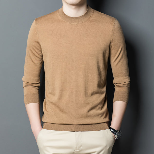 Suéter Tejido de Cuello Redondo para Hombre - Colores Sólidos