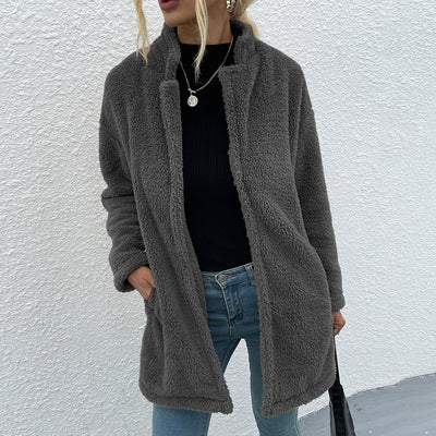 Abrigo Suéter de Lana con Solapa, Terciopelo Reversible y Bolsillos Amplios - Image 13