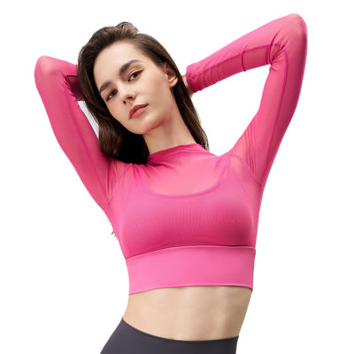 Playera Deportiva Reductora de Malla para Mujer - Manga Larga Transpirable de Secado Rápido - Image 3