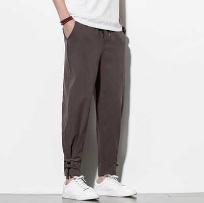 Pantalones Deportivos Hombre Algodón Lino Estilo Asiático - Image 9