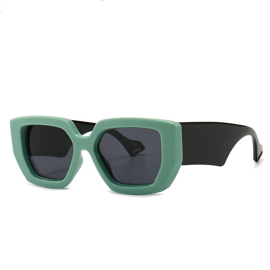 Cream wide leg sunglasses with a bold square frame and dark lenses, perfect for fashion wear and sun protection. - Image 24