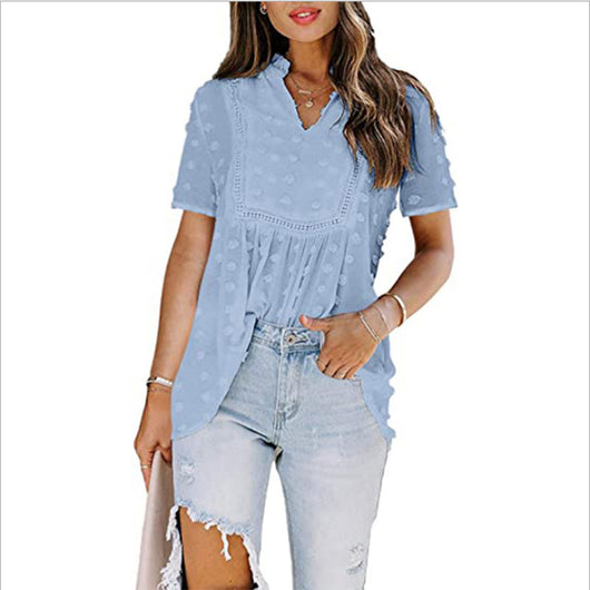 Blusa de Chifón Estampado con Encaje Jacquard - Estilo Verano para Mujer - Image 5
