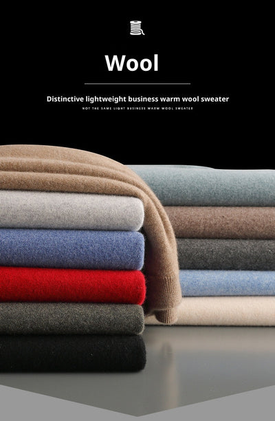Suéter de Cuello Medio en Lana para Hombre - Pullover Ligero Otoño Invierno - Image 35