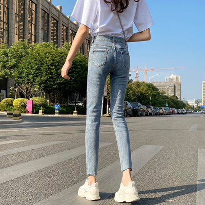 Pantalones Vaqueros Rotos Azul Claro Ajustados para Mujer - Corte Lápiz Largo - Image 3