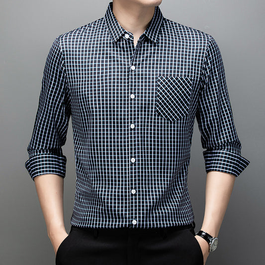 Camisa de Cuadros Manga Larga para Hombre - Primavera y Otoño - Image 2