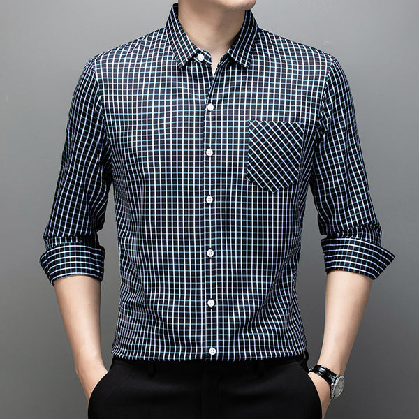 Camisa de Cuadros Manga Larga para Hombre - Primavera y Otoño
