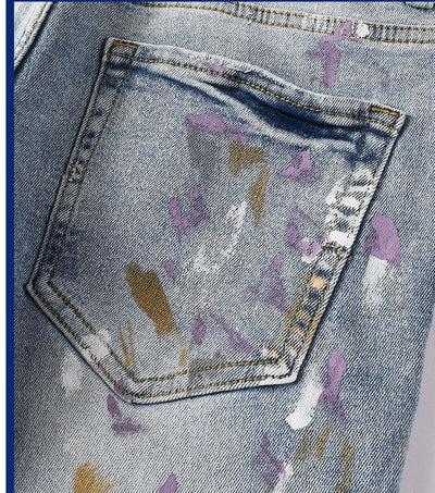 Pantalones Vaqueros Rotos Slim Fit Azul Claro para Hombre - Image 9