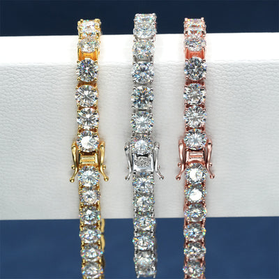 Cadena de Tenis Hip-Hop Plateada 925 con Moissanita de 4mm - Hombre - Image 8