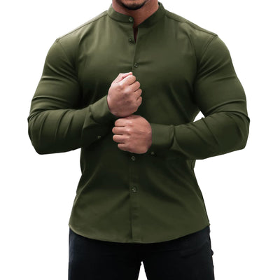 Camisa Casual de Manga Larga para Hombre - Ajuste Slim Colores Sólidos - Image 10