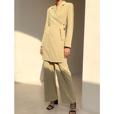 Blazer Suelto Otoño con Cinturón Ajustable y Mangas Largas para Mujer