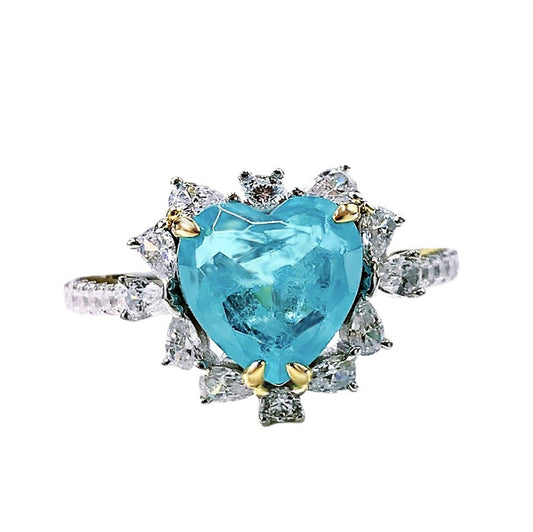 Anillo Corazón Paraíba Europeo Americano para Mujer