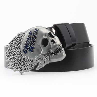 Cinturón de Cuero Puro con Diseño Calavera Casual - Image 13