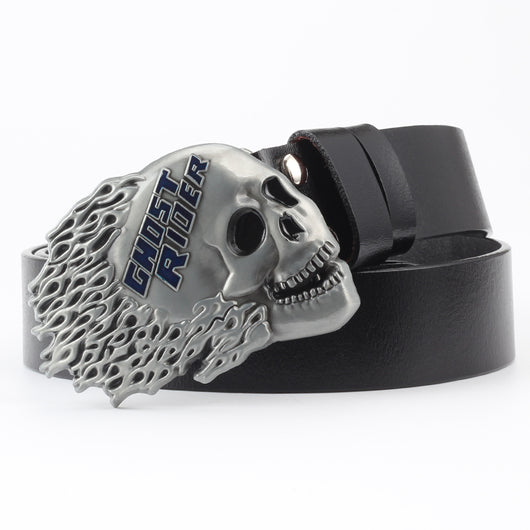 Cinturón de Cuero Puro con Diseño Calavera Casual - Image 13