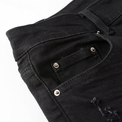 Jeans Slim Negros Elásticos con Detalles de Diamantes - Image 23