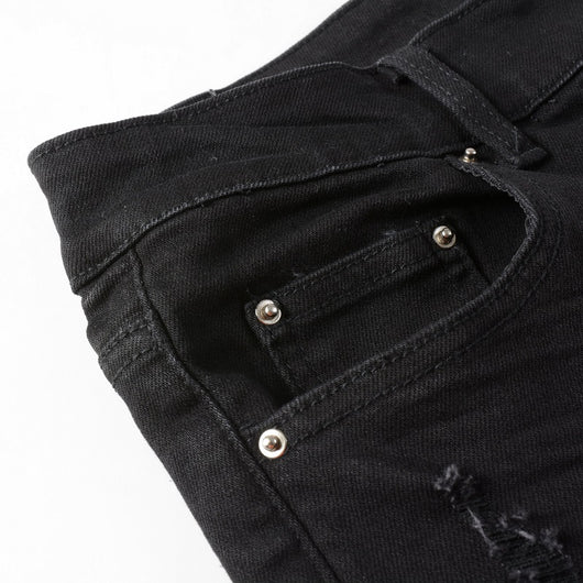 Jeans Slim Negros Elásticos con Detalles de Diamantes - Image 23