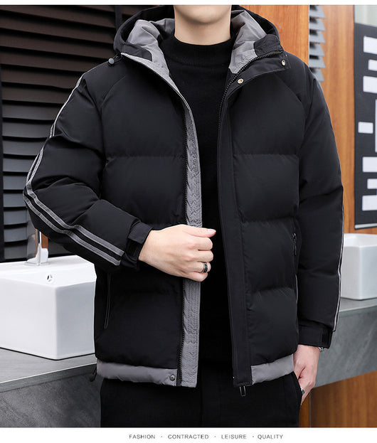 Chaqueta Cálida Acolchada Estilo Coreano con Capucha para Hombre - Image 13