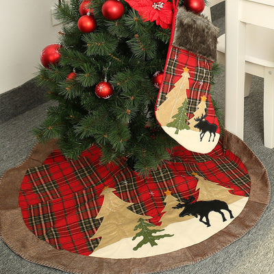 Falda Protectora para Árbol de Navidad con Diseño Cuadriculado - Image 3