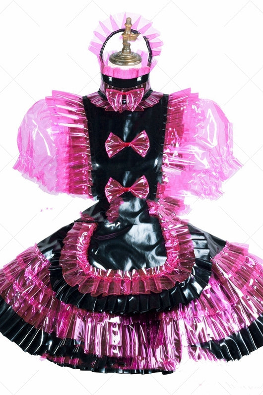 Vestido Doncella Transparente Rojo Rosado PVC - Image 2