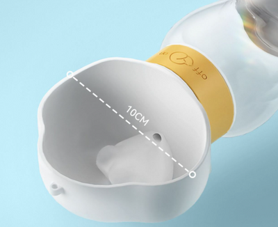 Yellow and clear portable pet water bottle with integrated drinking bowl and separate food container for walking dogs. - Image 23