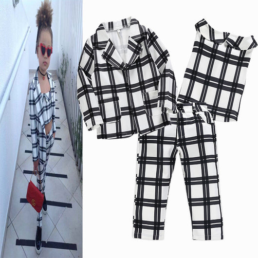 Traje de Niña a Cuadros - Conjunto de Tres Piezas Elegante - Image 7