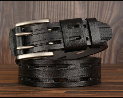 Cinturón de Cuero para Hombre con Hebilla Doble Pasador - Estilo Casual y Jeans - Image 20