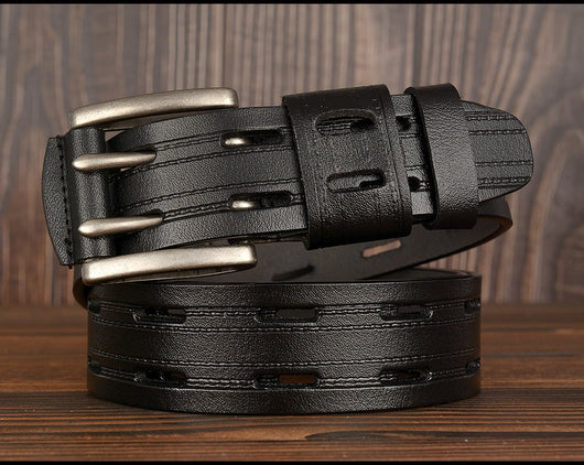Cinturón de Cuero para Hombre con Hebilla Doble Pasador - Estilo Casual y Jeans - Image 20