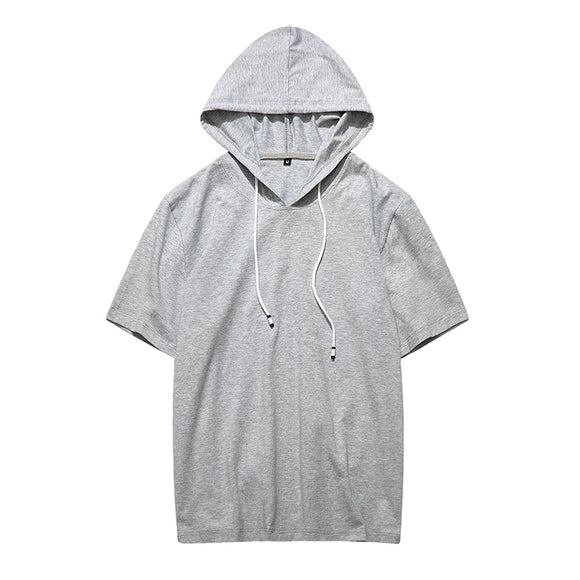 Sudadera Deportiva con Capucha Manga Corta para Hombre - Algodón Premium