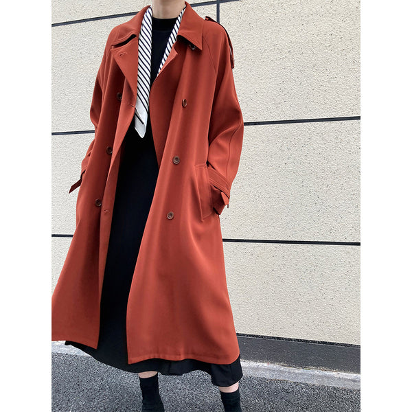 Chaqueta Cortaviento Larga Estilo Británico Suelta Hasta la Rodilla para Mujer
