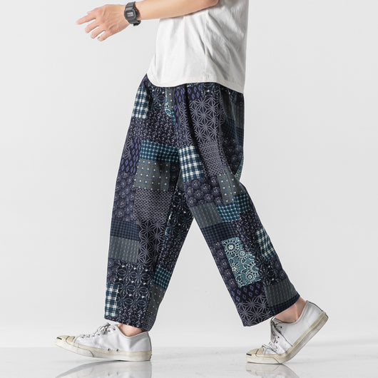 Pantalones Étnicos de Algodón Retorcido para Hombre - Corte Recto Holgado Talla Grande - Image 5