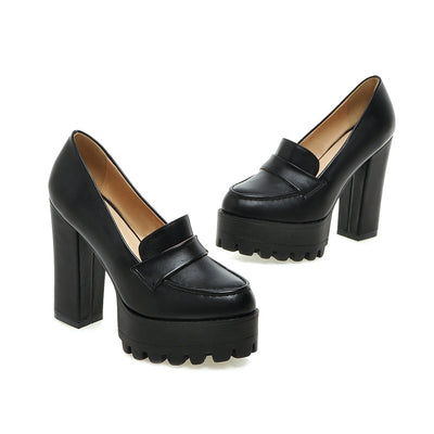 Zapatos de Tacón Alto 12cm Grueso Negro Rojo y Blanco Tallas Grandes - Image 14