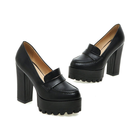 Zapatos de Tacón Alto 12cm Grueso Negro Rojo y Blanco Tallas Grandes - Image 14