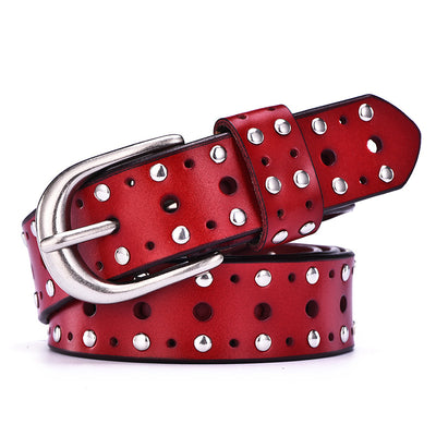 Cinturón de Cuero Genuino para Mujer con Remaches Punk - Estilo Europeo y Americano - Image 11