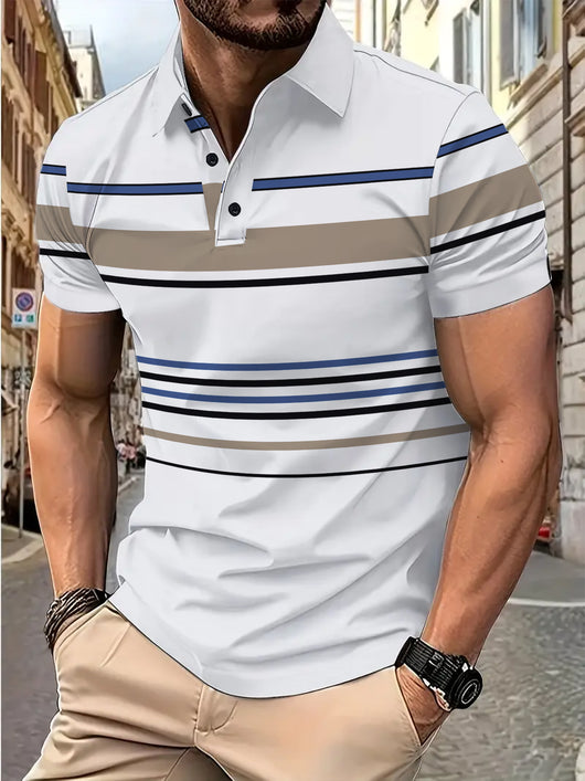 Camiseta Manga Corta a Rayas para Hombre - Estilo Business Casual - Image 6