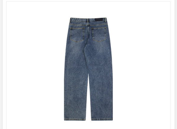 Pantalones Vaqueros Rectos Cintura Alta Estilo Retro Lavado Vintage