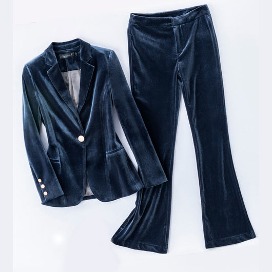 Blazer de Terciopelo Dorado Ajustado para Mujer - Image 13