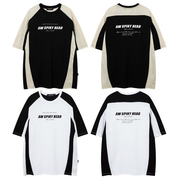 Camiseta Retro con Estampado de Letras en Colores Degradados para Hombre