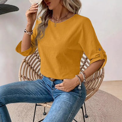 Blusa Casual de Cuello Redondo Diseño Elegante y Minimalista para Mujer - Image 3
