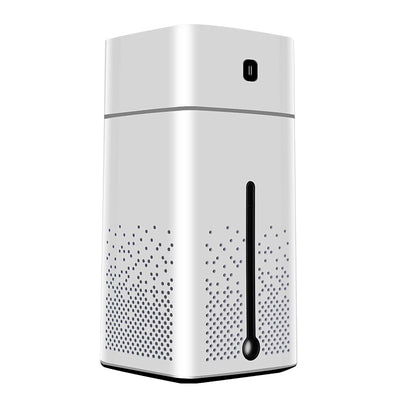 White USB desktop humidifier with a wavy top, colorful gradient lights, and a rose gold accent band. - Image 3