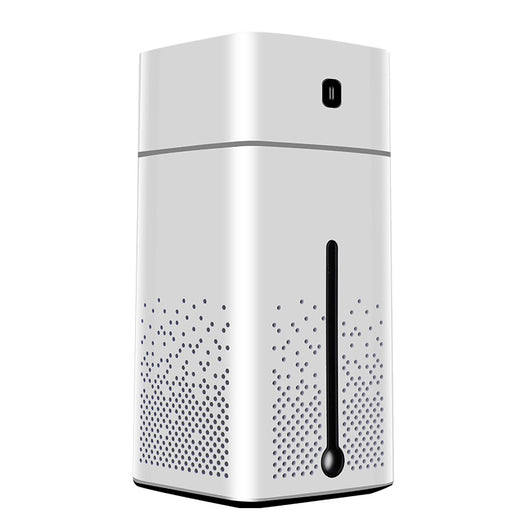 White USB desktop humidifier with a wavy top, colorful gradient lights, and a rose gold accent band. - Image 3