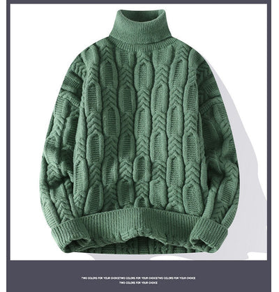 Suéter de Cuello Alto Trenzado para Hombre - Abrigo Casual y Cálido - Image 12