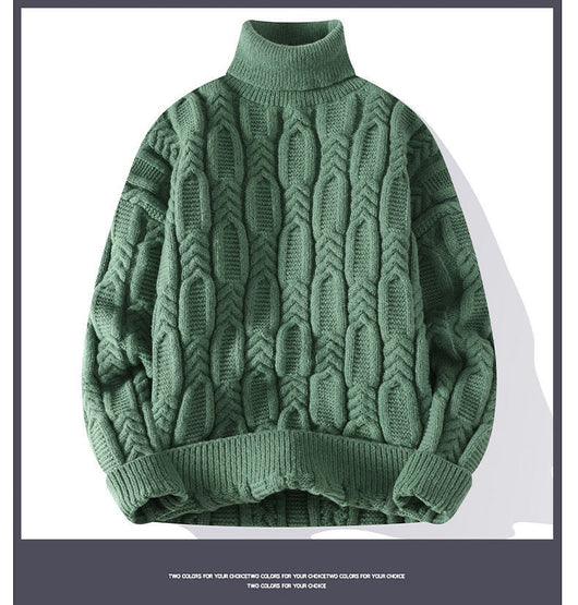 Suéter de Cuello Alto Trenzado para Hombre - Abrigo Casual y Cálido - Image 12