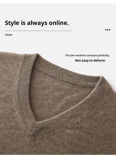 Suéter de Cashmira Puro para Hombre - Cuello V Manga Larga - Image 18